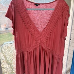 torrid pink Lace-Trim V-Neck Tunic